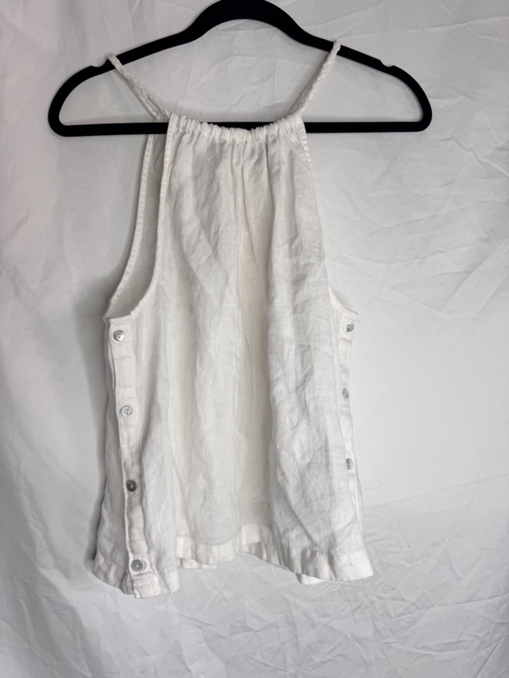 Rachel Roy White Halter Tank Top with Side Button Detail